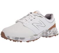 New Balance Men's Brighton Golf Shoe, White/Brown, 9 UK X-Wide