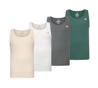 New Balance Men's Cotton Performance Rib Tank Top Vest (Pack of 4), White/Linen/New Spruce/Dark Artic Grey, Small
