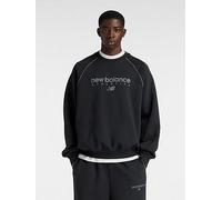 New Balance Mens Linear Graphic Fleece Crew Sweatshirt, Black, Size 2Xl, Men Black