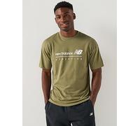 New Balance Mens Linear Graphic T-Shirt, Green, Size S, Men Green
