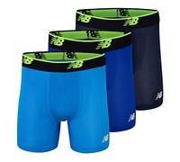 New Balance Men's Mesh 5" No Fly Boxer Brief, 3-Pack, Pigment/Bolt/Team Royal, Medium