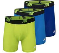 New Balance Men's Mesh 5" No Fly Boxer Brief, Athletic Compression Underwear (3-Pack), Team Royal/Hilite/Bolt, 5X-Large