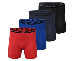 New Balance Men's Nb3017-4 Performance 5 No Fly Boxer Briefs 4 Pack, Black/Team Royal/Team Navy/Embers, L UK