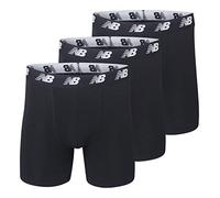 New Balance Men's No-Fly Cotton Performance Boxer Briefs, 5 Inch Inseam (3 Pack), Black/Black/Black, Large