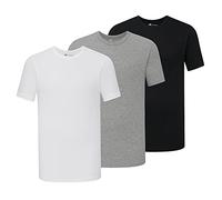 New Balance Men's Performance Undershirt, Cotton Crew Neck Tee 3-Pack, Black/White/Heather Grey,Large