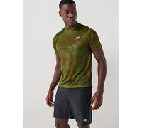 New Balance Mens Running Athletics Printed T-Shirt, Green, Size L, Men Green