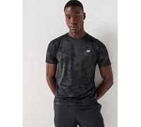 New Balance Mens Running Athletics Printed T-Shirt - Grey, Grey, Size S, Men Grey