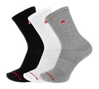 New Balance Organic Cotton Crew Socks-3 Pairs-Arch Support, Black Assorted Patch Logo, Large