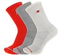 New Balance Organic Cotton Crew Socks-3 Pairs-Arch Support, Red Assorted Patch Logo, Large