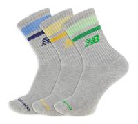 New Balance Organic Cotton Crew Socks-3 Pairs-Arch Support Sport Essentials SOC, Grey Stripe, Large
