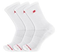 New Balance Organic Cotton Crew Socks-3 Pairs-Arch Support, White Patch Logo, Large