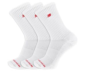 New Balance Organic Cotton Crew Socks-3 Pairs-Arch Support, White Patch Logo, Large