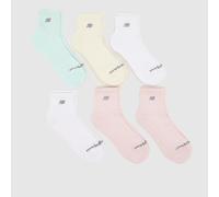 New Balance Pastel Ankle Socks 6 Pack in Yellow & White, Patch Logo, Size: 4-6.5 - Breathable Cotton UK 7-8.5