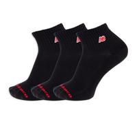 New Balance Patch Logo Ankle Socks-3 Pairs-Cushioned Moisture Wicking, Black, Large