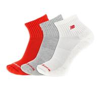 New Balance Patch Logo Ankle Socks-3 Pairs-Cushioned Moisture Wicking, Red Assorted, Large