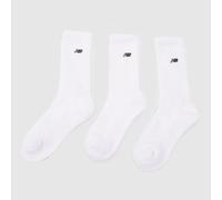 New Balance Patch Logo Crew Socks 3 Pack in White, Size: 7-8.5 UK 7-8.5