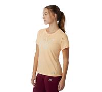 New Balance Printed Impact Short Sleeve Womens T Shirt Peach L