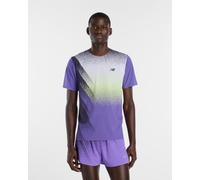 New Balance Race Day Ultra Light Printed Short Sleeve T-Shirt Lilac White Green - L