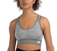 New Balance Seamless Womens Medium Impact Racerback Sports Bra - Padded Workout Yoga Top, Smoky Quartz, S
