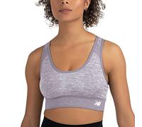 New Balance Seamless Womens Medium Impact Racerback Sports Bra - Padded Workout Yoga Top, Strata, M