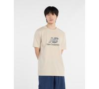 New Balance Sport Essentials Speckle Logo Short Sleeve T-Shirt Beige Grey - M