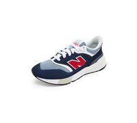 New Balance Men's 997R in Blue/Grey/Red Suede/Mesh, size 9.5
