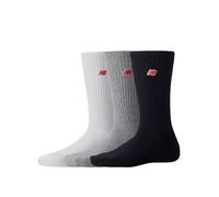 New Balance Unisex 3 Pack Crew Socks, White/Black/Grey (UK, Alpha, M, Regular, Regular)
