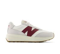 New Balance Unisex 370 in White/Red Suede/Mesh, size 5
