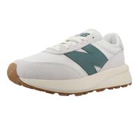 New Balance Unisex 370 in White/Green Suede/Mesh, size 4