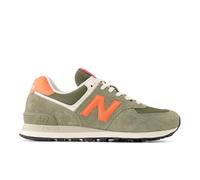 New Balance Unisex 574 in Green/Red Suede/Mesh, size 6