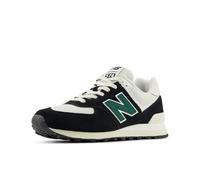 New Balance unisex-adult 574 V2 Varsity Suede Sneaker, Black/White/Marsh Green, 14.5 Wide Women/13 Men