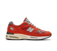 New Balance Unisex Made in UK 991v2 in Orange/Red Suede/Mesh, size 8