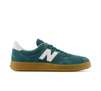 New Balance Unisex T500 in Green/Blue/White/Beige Leather, size 5