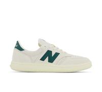 New Balance Unisex T500 in White/Green/Beige Leather, size 8.5