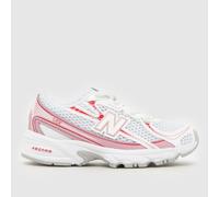 New Balance White & Red 740 Girls Junior Trainers UK 1 (EU 33)