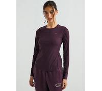 New Balance Womens Micro-rib Long Sleeve - Brown, Brown, Size L, Women Brown
