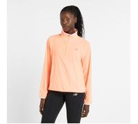 New Balance Women's Ultra Light Half Zip Jacket in Hot Mango - Perfect for Running