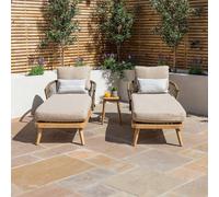 New Bali Garden Double Sunlounger Set - Sandstone