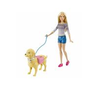 New Barbie Walk & Potty Pup: Walking Puppy with Leash, Potty Tail Push, Broom, Scooper, Feeding Bowl & Treat (Colors/Decorations May Vary)