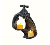 New! Bat Wall Tealight Holder - Resin Halloween Statue Candlestick | Indoor Wall Decor & Garden Hanging Ornament, Spooky Gift for Halloween Enthusiasts