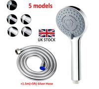 NEW Bath High Pressure Shower Head 5 Mode LARGE Chrome Handset Head Water Saving