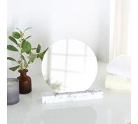 New Bathroom Mirror With Marble Stand Featuring A Decorative Marble Stand and Frameless Round Shape, Perfect Way To Brighten Up Your Space With Flair, While Enhancing Your Beauty.