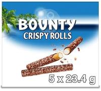 New Baunty Crispy Rolls, Chocolate Coated Coconut Wafer Rolls, 5 x 23.4g Multipack