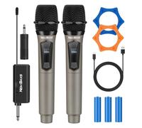 NEW BAXS Wireless Microphones,Dual Karaoke Microphone System,Microfonos Inalambricos with Rechargeable Receiver, Cordless Dynamic Mic Set for Singing, Wedding, DJ, Party, Speech,Micro Matte Gray