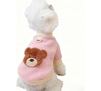 New Bear Pattern Dog Sweater - Plush Winter Knitwear for Small & Medium Dogs Like Corgi, Shiba Inu, Teddy and Pomeranian Breeds Cute, fashionable, cold-proof and easy to clea(Size:X-Small,Color:pink)