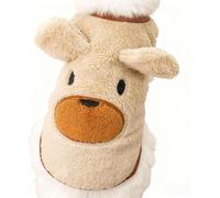 New Bear Pattern Dog Vest - Plush Sleeveless Jacket for Small & Medium Dogs, Cute Animal Design for Corgi and Shiba Inu cold-proof and easy to clean(Size:X-Large,Color:Light brown)