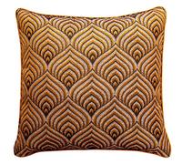 New Beautiful Modern Design Fully Lined Ring Top Luxury WAVE Curtain Pair Tie Backs (Orange, Cushion Covers 18″x 18″)