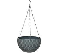 New Beautiful Rattan Effect Hanging Planter - Grey Plant Pot Flower Baskets Bowl Home Garden Patio Decor