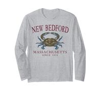 New Bedford Massachusetts Crab Town Since 1652 Maroon Art Long Sleeve T-Shirt