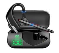 New bee Bluetooth Earpiece, Handsfree Bluetooth Headset V5.2 with Dual ENC Mic Mute, Hands Free Ear Piece 24 Hrs Talk 180 Days Standby for Driving/Business/Office with Android iOS Laptop